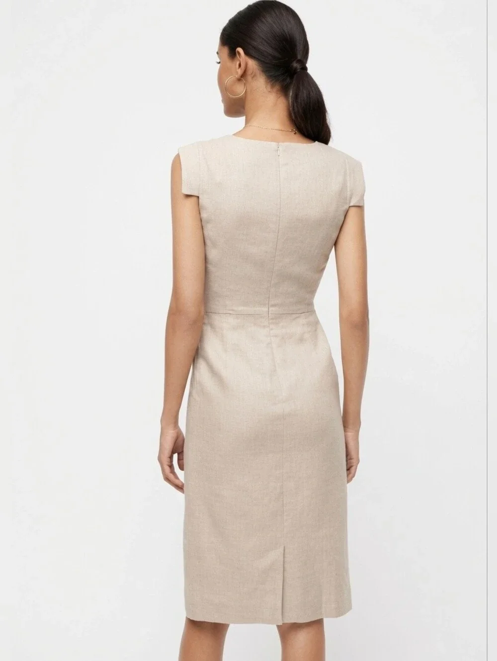 NWT J.Crew Resume Sheath in Flax Beige Stretch Linen Dress 14 $168
